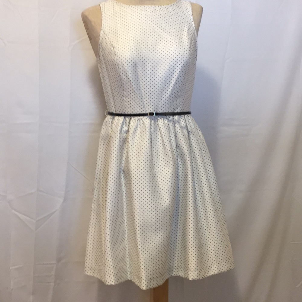 Kensie White & Black Polka Dot Fit & Flare Dress